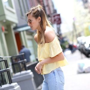 Topshop yellow off the shoulder top